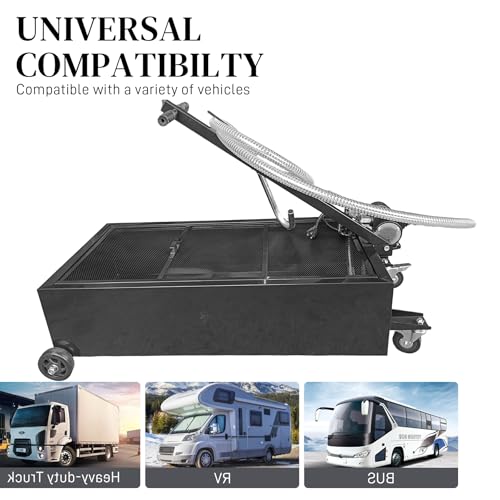 25 Gallon Oil Drain Pan with Electric Pump, Low-Profile Oil Pans for Changing Oil, T-Handle and J-Hook Makes Drain Easier, Black - color: Black, size: 25 Gallon