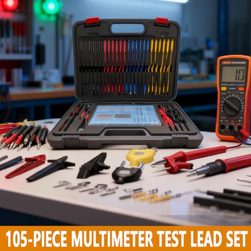 105PCS Automotive Circuit Test Lead Kit with Upgraded Puncture Probes & Meter Hanging Kits - Universal Multimeter Test Lead Set for Car/Truck/Motorcycle Electronic Fault Diagnosis - size: 105-piece