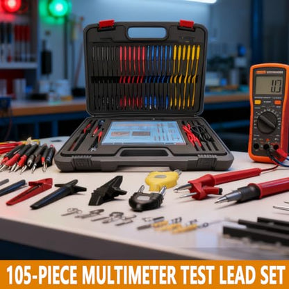 105PCS Automotive Circuit Test Lead Kit with Upgraded Puncture Probes & Meter Hanging Kits - Universal Multimeter Test Lead Set for Car/Truck/Motorcycle Electronic Fault Diagnosis - size: 105-piece