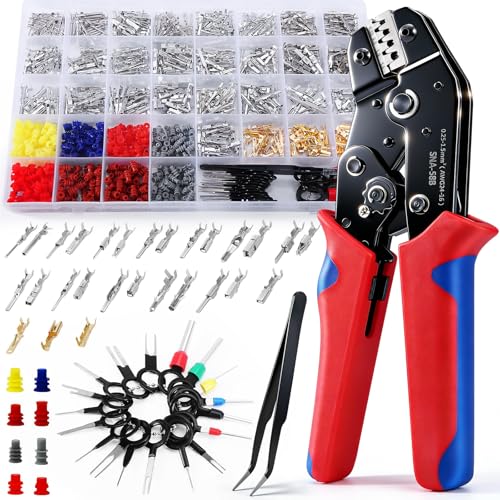 969Pcs Pins Connector Kit & 28 Types Electrical Terminal Pins Crimp Tool | Terminal Wire Harness Male&Female Wire Seals Crimp tools Set