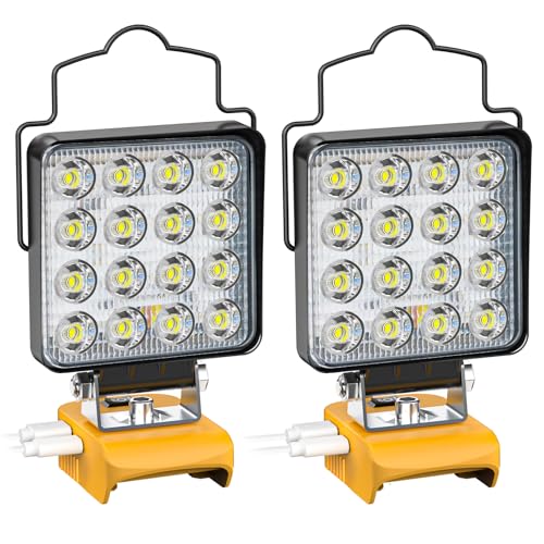Ecarke 2 PCS Cordless LED Work Light Compatible with DeWALT 20V: 112W 11200LM Flashlight with USB & Type-C Charging Output Port, Portable Battery Flood Light Job Site, Camping(Tool Only) - color: 70W 2PCS