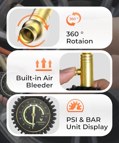 ETENWOLF Tire Pressure Gauge 0-100 PSI, ANSI B40.1 Grade A Certified | Accurate Tire Gauges for Tire Pressure with Large Glow Dial, Air Pressure Gauge for Tires, Car Accessories
