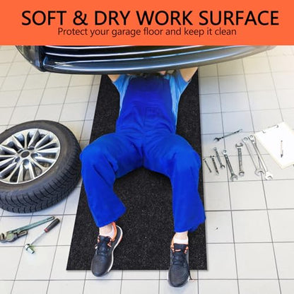 Oil Spill Mat, 48×72 Inch Garage Floor Mat for Under Car, Waterproof, Reusable Washable Premium Oil Absorbent Pads Protects Floor from Oil Drips and Spills, Non-Slip, Black (48" x 72")