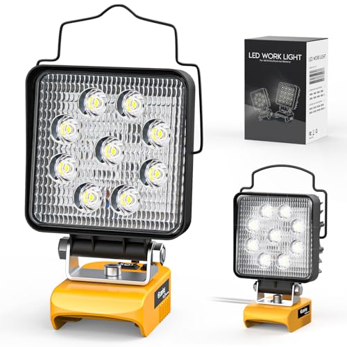 Ecarke LED Work Light Compatible with DEWALT 20V, 140° Pivoting Head Flashlight, 70W 7000Lumens, Cordless LED Flood Light, with USB and Type-C Charging Port for Outdoor(Tool Only) - color: 70W