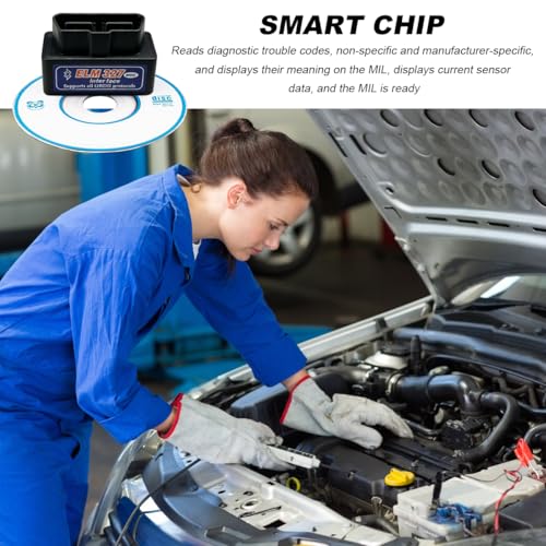 ELM327 OBDII Car Auto Diagnostic Scanner, Professional Mini Bluetooth Scan Tool Engine Fault Code Reader, Wireless Failure Detector Interface Adapter for Most OBD II Vehicles (Black) - color: Black, 1 PCS