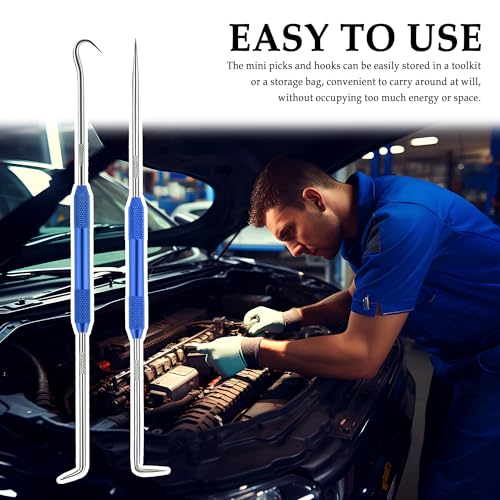 Salior 2PCS CarbonSteel Hook Tool and Pick Set,Double End Pick and Hook Set Auxiliary Dismantling Fittings,Universal O Ring Pick Set and Hook Tool Car Accessories Fit for Most Cars (Blue) - color: Blue