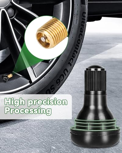50 Pcs TR412 Snap-in Tire Valve Stems, EPDM Rubber Tubeless Valve Stems Fit 0.453" (11.5mm) Rim Holes for Passenger Cars, SUVs, ATVs, RVs - size: TR412