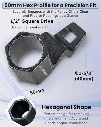 ATPEAM Crank Arm Removal Tool Crank Arm Tool for 1/2" Drive for Honda and Acura Engines (50mm Crankshaft Pulley Wrench) - size: 50mm Crankshaft Pulley Wrench