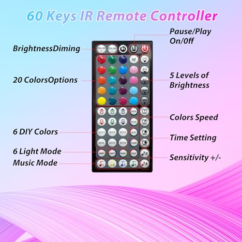 Ledagic 150 ft LED Lights for Bedroom Music Sync RGB LED Strip Lights with APP & Remote Control LED Lights for Room Home Party Christmas Wall Decor (2 Rolls of 75ft) - size: 150ft