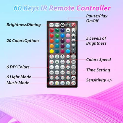 Ledagic 150 ft LED Lights for Bedroom Music Sync RGB LED Strip Lights with APP & Remote Control LED Lights for Room Home Party Christmas Wall Decor (2 Rolls of 75ft) - size: 150ft