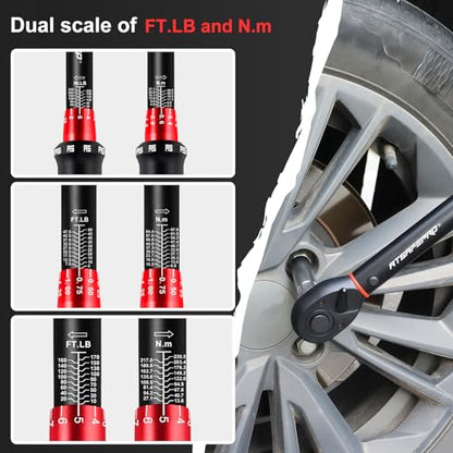 Torque Wrench Set,1/4 3/8 1/2-inch Drive Torque Wrench-20-240 in.lb,5-50 ft.lb,10-170 ft.lb,72-Tooth Dual Range Scales and Dual-Direction Adjustable Torque Wrench for Bike, Moto and Car Maintenance - style: 1/4" 20~240 IN.LB Torque Wrench 3/8" 5~50 FT.LB