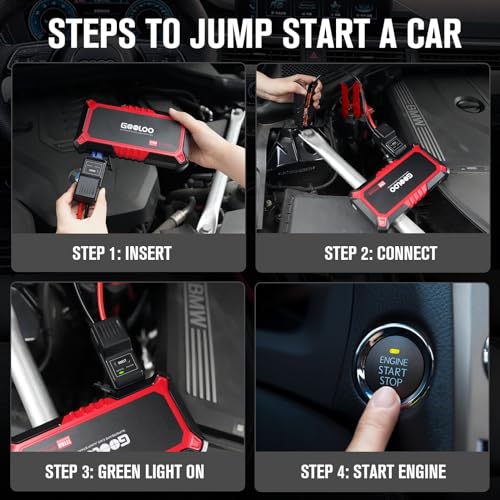 GOOLOO New GP2000 Jump Starter, 12V 2000A Car Jumper Starter(Up to 8.0L Gas, 6.0L Diesel Engines), SuperSafe Portable Battery Charger, Auto Lithium Box Booster Pack with USB Quick Charge, red - color: Red