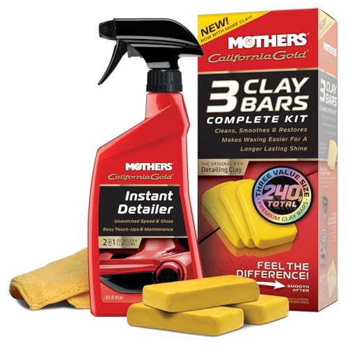 Mothers California Gold 3 Clay Bar Complete Kit, 3 80-gram Clay Bars, 07240 | Removes Contaminants, Restores Brilliance & Smoothness of Paint - style: Original Kit (3 bars)