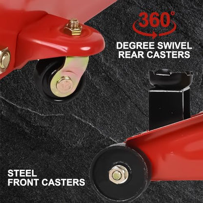 AAIN AA095 2 Ton Hydraulic Floor Jack, Low Profile Trolley Jack | Quick Lift Pump| Heavy-Duty Steel Frame| Smooth Rolling Casters| Garage & Repair Use| Red - color: red, style: 2 ton