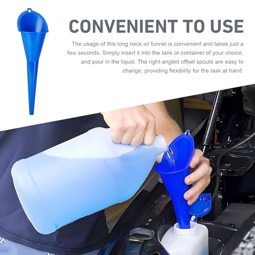 2 PCS Oil Funnel, Automotive Multi-Function Long Neck Fuel Funnel, Plastic Anti-Spill Engine Funnel for Filling Engine Oils, Water, Diesel Fuel, Kerosene and Other Liquids (Blue) - color: Blue