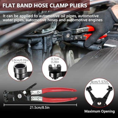 6Pcs Fuel Line Disconnect Tool Set, 9" Fuel Filter Caliper, Professional Hose Clamp Kit, Pipe Clamp Clip, 30 Degree Disconnect Pliers for Auto Maintenance with Storage Case