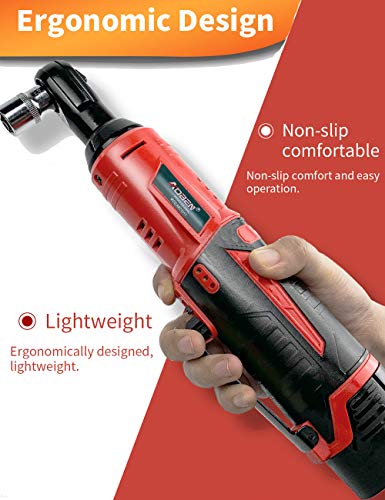 AOBEN Cordless Electric Ratchet Wrench Set, 3/8" 12V Power Ratchet Tool Kit With 2 Packs 2000mAh Lithium-Ion Battery And Charger - style: AB733-1T