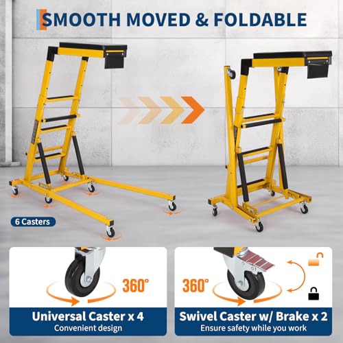 Garvee Automotive Top Side Creeper, 400 LBS, Yellow | 48-68Inch Adjustable Height, 6 Swivel Casters, Foldable, Heavy Duty, For Garage & Auto Shop Repair - color: Yellow