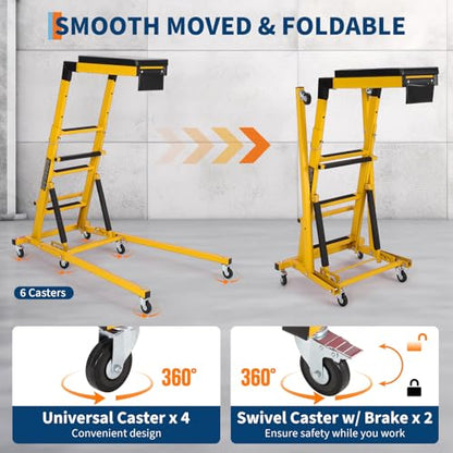 Garvee Automotive Top Side Creeper, 400 LBS, Yellow | 48-68Inch Adjustable Height, 6 Swivel Casters, Foldable, Heavy Duty, For Garage & Auto Shop Repair - color: Yellow