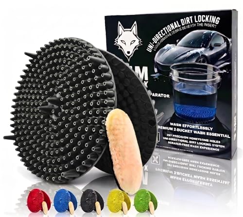 10.4" Heavy Duty Car Wash Bucket Insert (2-Pack) & Wash Mitt Kit - 10.6 oz Detailing Dirt Separator & Grit Trap, Scratch-Free Auto Wash, Fits 3.5 to 5 Gallon Buckets (Black Kit) - color: 2pack Black
