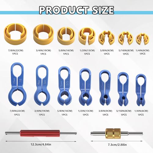 16PCS Car AC Fuel Line Disconnect Tool Set with Storage Box,1/4" 5/16" 3/8" 1/2" 5/8" 3/4" 7/8" Master Quick Disconnect Tool Kit,Fuel Lines & Transmission Oil Cooler Lines for Most Vehicles