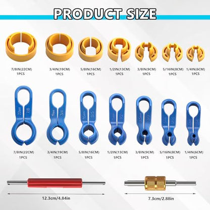 16PCS Car AC Fuel Line Disconnect Tool Set with Storage Box,1/4" 5/16" 3/8" 1/2" 5/8" 3/4" 7/8" Master Quick Disconnect Tool Kit,Fuel Lines & Transmission Oil Cooler Lines for Most Vehicles