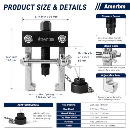 Heavy Duty Pitman Arm Puller with Adjustable Jaws 1/2 Inch Drive, Non-Slip Pitman Arm Removal Tool Fit for Dodge Ram 2500 3500 Cummins, Ford F250 F350, Chevy Silverado, Replace OEM 27170