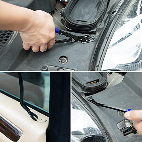 19Pcs Auto Trim Removal Tool,Auto Clip Pliers Fastener Remover Set,Pry Tool Repair Kit,Fastener Clips Removal Car Tool with Storage Bag for Trim Panel,Audio, Dash, Window,Clip and Upholstery