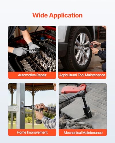 VEVOR Impact Socket Set 3/8" Drive, 64-Piece Standard SAE (5/16 to 1 inch) & Metric (6 to 24 mm) Size, Deep & Shallow, 6 Point, CR-V, Ratchet Handle, Extension Bars, Universal Joint, Adapters - style: 3/8" 64 PCS