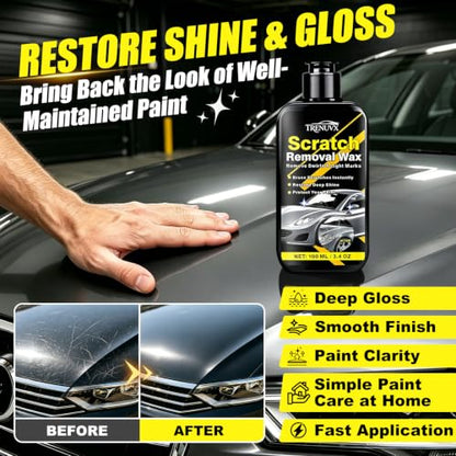 Car Scratch Remover, Scratch Remover for Vehicles, Scratch Removal Wax, Car Paint Scratch Repair, Helps Reduce Minor Scratches and Swirl Marks, Restores Gloss and Shine, 3.4 fl oz/100ml