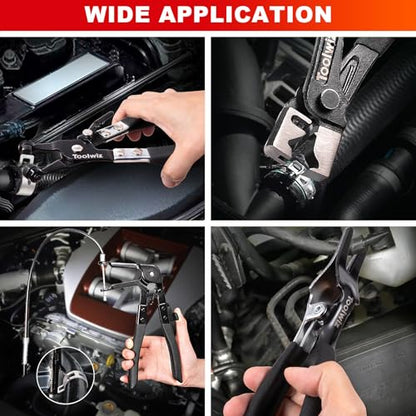 Toolwiz Hose Clamp Pliers Set, 4 Pcs Coolant Radiator Spring Clamp Pliers | 27" Long Reach Wire clamps, Flat Band, Clips Remover, Clic-R Type Hand Tool, Radiator, Fuel Line Sepairs Automotive Tools - style: 4Pack Hose Clamp Pliers Set