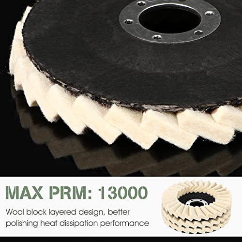 Tarpop 12 Pcs Angle Grinder Buffing Wheel Stainless Steel Polishing Kit Include 9 Pcs Felt Flap Disc 4-1/2 x 7/8 Inch Arbor Buffing Wheel and 3 Polishing Compound for Angle Grinder