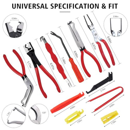 Dntorx 12 Pcs Electrical Disconnect Pliers for Cars, Carbon Steel Electrical Connector Removal Tool Automotive Electrical Plug Connector Disconnect Tool Hose Clamp Plier for Push Tab Style Plugs