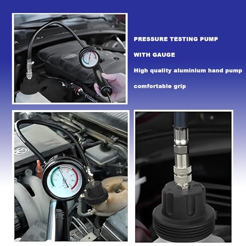 16 Pcs Universal Radiator Pressure Tester Kit,Coolant Pressure Tester kit with 13 Radiator Adapters,Precise Coolant Leak Detector for All Vehicle Cooling System - size: 16PCS