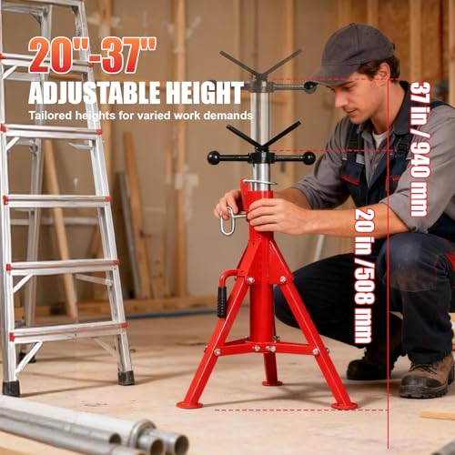 Heavy-Duty Folding Pipe Jack Stand, 2500LB Capacity Jack Stand, 20-37 Inch Adjustable Pipe Support