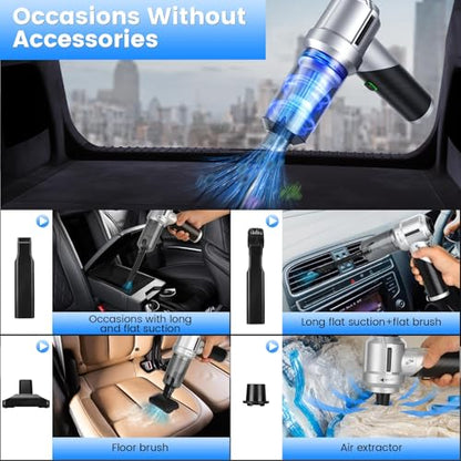 Handheld Car Vacuum Portable Cordless with 18000PA Super Suction, 4 in 1 Portable Air Blower/Car Vacuum 90°Foldable Rechargeable Brushless Motor, Gifts for Men for Home, PC