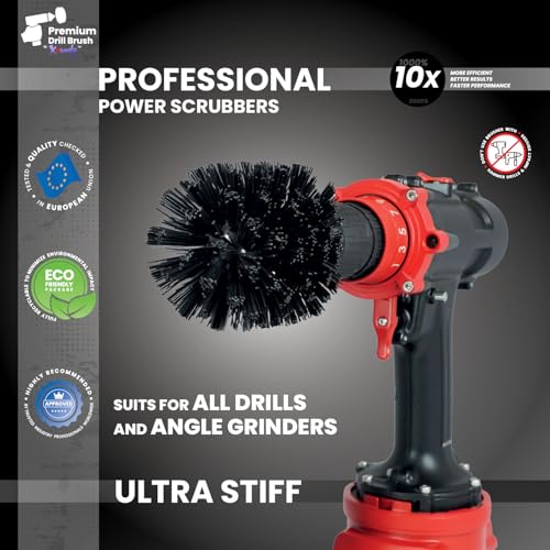 Premium Drill Brush Professional – Ultra-Stiff 3.5 in Black | Scratch-Free Heavy-Duty Cleaning Brush for Concrete, Brick, Stone, Metal, Masonry, Garage, BBQ Grills, Rust and Construction Tools - color: Black, size: 3,5in