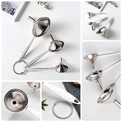 Small Funnels for Filling Bottles Stainless Steel Kitchen Funnels (Long) | 3 Pcs Food-grade Metal Kitchen Funnels Set for Transferring Essential Oils Liquid Fluid Spice Dry Ingredients Powder,Durable - size: ‎Long-handled funnel