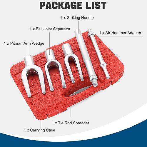DASBET Ball Joint Separator Tie Rod Tool Set 5PCS Pickle Fork Kit with Ball Joint, Tie Rod, and Pitman Arm for Cars and Light Trucks - color: Red