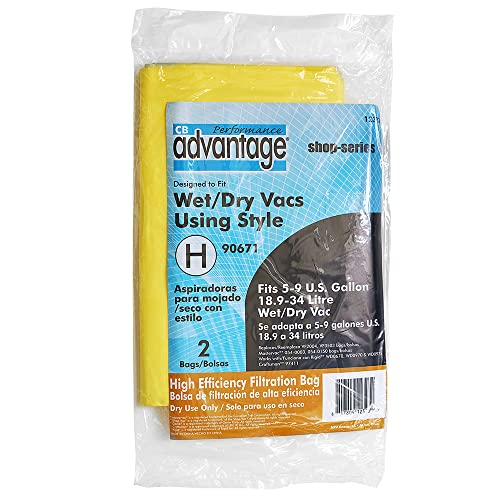 Advantage Wet/Dry Vacuum 5-9 Gallon Shop Vac Replacement High Efficiency Filter Bags, 2-Pack - size: 5-9 Gallon, style: 2-Pack