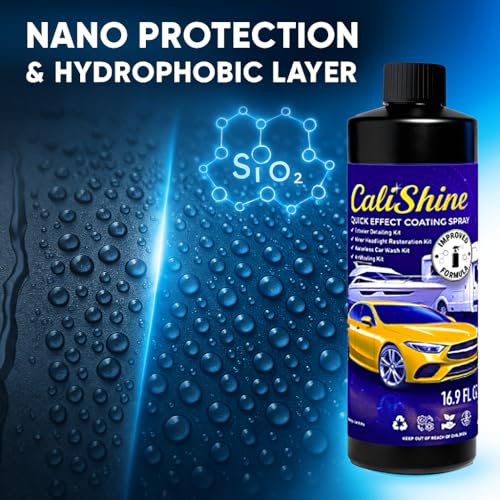 CaliShine Quick Effect Coating Spray - 16.9 fl oz Waterless Ceramic Car Wax Coat - Detail Polish & Cleaner for Cars Boat Body & Glasses, Window Glass and Headlight - Shine Restoration Kit (1000 ml) - size: 16.9 Fl Oz (Pack of 2)