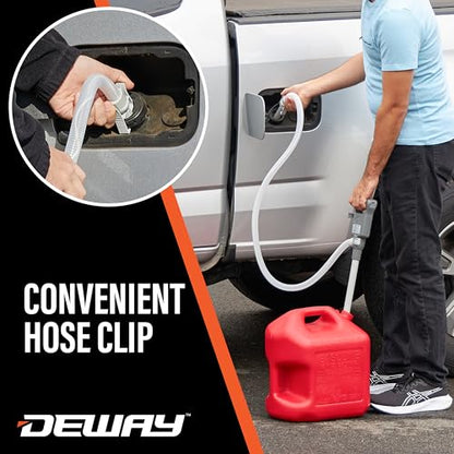 Deway Automatic Fuel Transfer Pump with Auto-Stop and Beep, Powerful AA Battery Powered with USB-C Power Option, 51" Extra Long Hose Fits All Size Cans, Portable Pump Transfers at 3.8 Gal/Minute - style: Auto-Stop w/ Beep