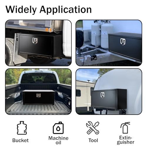 BLACKHORSE-RACING Black Steel Underbody Truck Tool Box with T-Handle Latch Smooth Surface Truck Tool Box for Underbed of Truck, Trailer, Rv 36"(L) x 14"(W) x 16"(H)-Black - size: 36" x 14" x 16"