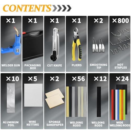 220W Plastic Welder,Plastic Welding Kit Car Bumper Repair 1000pcs Hot Staples & 92pcs 7 Types of Welding Plastic Welding Rods for Car Bumper Plastic Crack Repair (Blue) - style: Hot Staples-blue