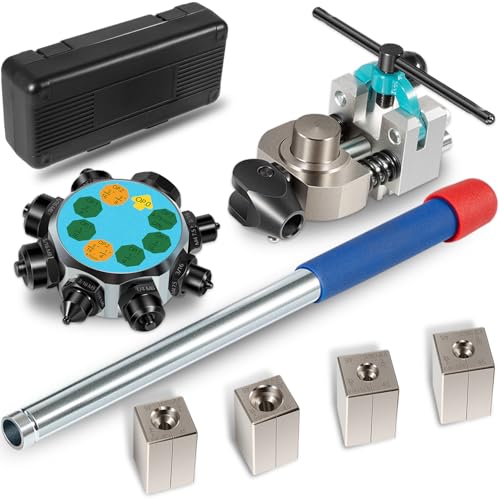 Professional Brake Line Flaring Tool Kit, 45 Degree Single, Bubble and Double Flares, Brake Line and Tubing Flaring Tool For 3/16", 1/4", 5/16", 3/8" Tubing, Brake Flare Tool for Steel Metal Tube