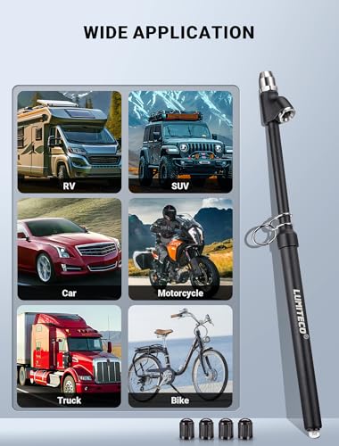 LUMITECO 12'' Dual Head Tire Pressure Gauge, Heavy Duty Truck Tire Gauge Range 10-150PSI 1-10Bar for Tire Pressure Checker, Straight-On Tire Air Gauge Extended Tube for Semi Truck, RV, Car, Motorcycle