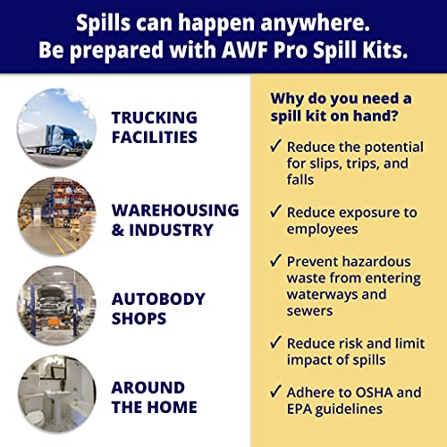 AWF PRO Portable Universal Spill Kit, 35 Pieces | Perfect for Trucks, Restaurants, Vehicles, & Homes, Includes Durable Storage Bag, Sorbent Socks & Pads, & Accessories - size: Universal Spill Kit