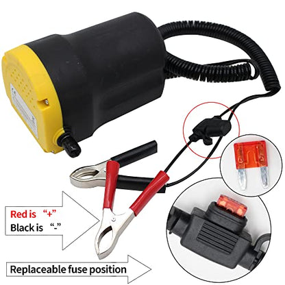 Oil Change Pump Extractor,Oil/Diesel Fluid Pump Extractor Scavenge Suction Transfer,Electric Oil Pump Is Use For Boat,Car,Truck,Motorcyle 12V 60W, With External Fuse