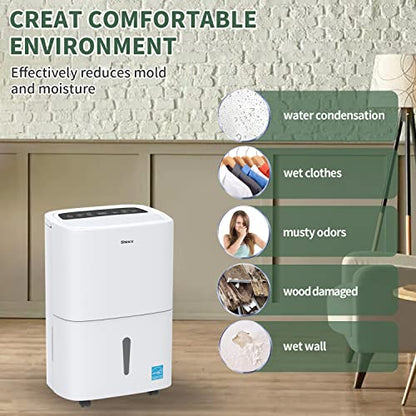 Shinco 7,000 Sq.Ft Energy Star Dehumidifier with Pump and WIFI, Ideal for Large Industrial Rooms and Home Basements, Efficient Moisture Removal and Humidity Control, 1.85 Gallons Water Tank - color: 7,000 Sq.Ft. with Pump