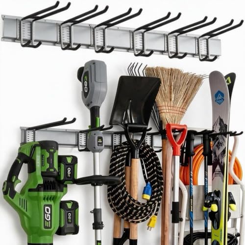 Aking Ace 48-Inch Garage Wall Organizer, Heavy-Duty Hook Set, 350lbs | Adjustable hooks for custom spacing, Organizes rakes, shovels & power tools, Ideal for shed organiztion - size: 48inch